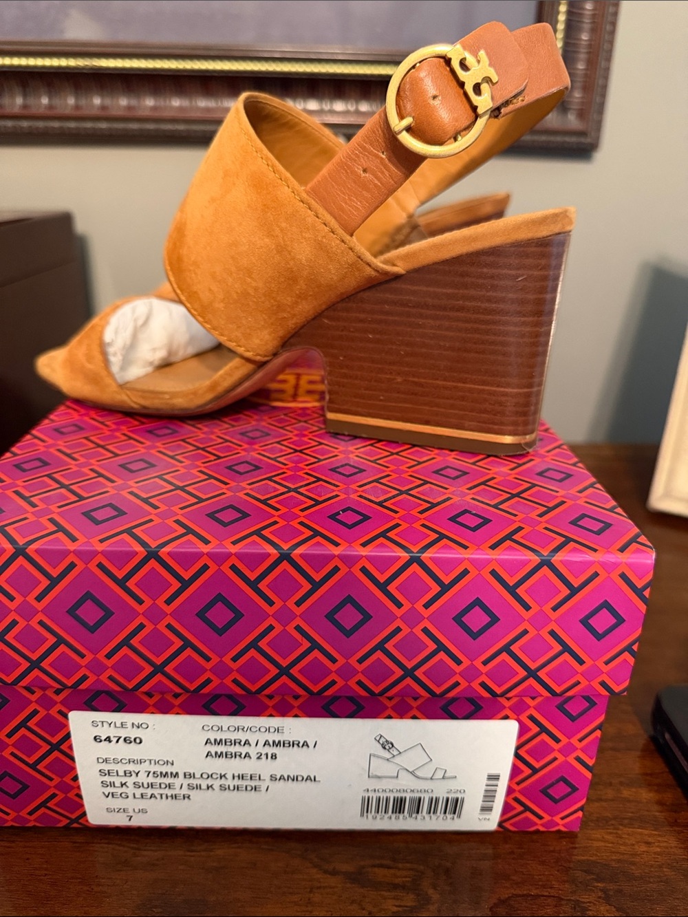 Tory Burch Amber Suede Block Heel Sandal